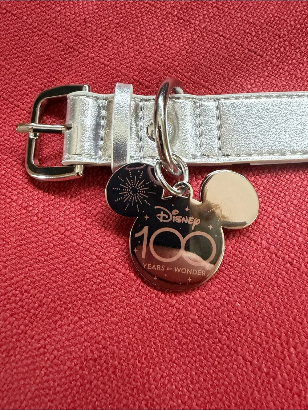 Disney Parks 100th Anniversary Dog Collar - Platinum Silver Size L